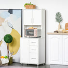 HOMCOM - Armoire de cuisine moderne avec espace pour micro-ondes - blanc-Le système de gestion des câbles peut empêcher efficacement vos fils de s'emmêler 