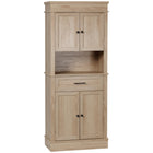 HOMCOM - Armoire de cuisine moderne autoportante 72 po H avec portes, étagères réglables et espace pour micro-ondes - chêne-Son élégant design colonial en fait une pièce centrale et fonctionnelle dans n'importe quelle pièce, comme la cuisine, la salle de bain, la chambre, le couloir, etc. 