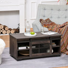 HOMCOM - Table basse style ferme avec porte de grange coulissante - brun foncé-Couleur : Marron foncé