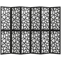 HOMCOM - Paravent autoportant 6 panneaux motif géométrique pour chambre - noir-Présente un motif géométrique moderne, servant à la fois de pièce fonctionnelle et artistique  
