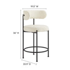 Modway - Albie Tissu Boucle Tabourets de comptoir Ensemble de 2 - Noir ivoire-Rembourrage en mousse dense