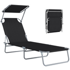Outsunny - Chaise longue d’extérieur - chaise longue pliante réglable - noir-Convient pour les parcs extérieurs, les jardins, les patios, les bords de piscine, les vérandas, la plage et plus encore