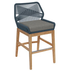 Modway - Wellspring Terrasse extérieure Teck et corde Tabouret de comptoir - Graphite bleu-Finition du bois naturel