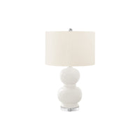 Monarch Specialties - Luminaire - 25 po H Lampe De Table - Crème Céramique - Abat-Jour Ivoire / Crème - Contemporain - Moderne-Lampe de table contemporaine, tendance et élégante de 25 pouces de haut en céramique crème en forme de double gourde sur une base épaisse en cristal acrylique et surmontée d'un abat-jour tambour chic en ivoire