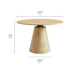 Modway - Sabelle Rond 47 po Bois Table à manger, Naturel-Bois massif de manguier