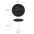 Modway - Lippa Rond de 20 po Faux marbre Table d’appoint - Blanc Noir-Table en marbre artificiel