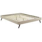 Modway - Loryn Tissu Cadre de lit queen avec pieds ronds et écartés, Beige-Cadre en bois massif