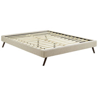 Modway - Loryn Tissu Cadre de lit queen avec pieds ronds et écartés, Beige-Cadre en bois massif