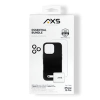 AXS - Ensemble Essentiel - étui PROTech Plus testé contre les chutes, protecteur d’écran et chargeur 30W pour iPhone 16 Pro - Noir-PROTech Plus - Résistant aux chutes jusqu’a 10 pieds