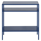 Hudson&Canal - Table d'appoint rectangulaire Ricardo 61 cm (24 po) de largeur par - Bleu Mykonos-Comprend un plateau en métal et des étagères
