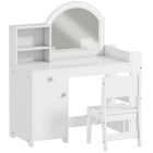 Qaba - Coiffeuse pour enfants avec miroir éclairé - blanc-Comprend un miroir LED à deux couleurs, offrant une expérience de maquillage digne des stars  
