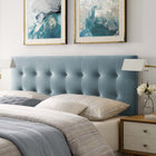 Modway - Emily Biscuit Touffé Performance Velvet Tête de lit Queen, Bleu clair-Tissu résistant aux taches durable