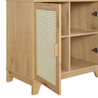 Manhattan Comfort - Ensemble de 2 bibliothèques-armoires Sheridan 80 cm style mid-century modern, coloris naturel-Poignée verticale en bois massif avec finition peinte
