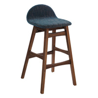 Modway - Juno Tabouret de bar - Tissu bleu marine - Ensemble de 2-Tabouret de bar en bois du milieu du siècle