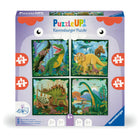 Ravensburger - Puzzle UP! Les dinosaures ensemble-4 puzzles carrés de 25,36,42,56 pièces, 4 posters, 1 livret d'exploration