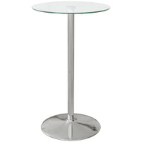 HOMCOM - Table de bar ronde pour 2, assemblage facile pour bar à domicile, cocktail, bistrot - transparent-Design moderne avec des lignes épurées et un plateau de table lisse 