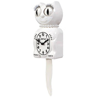 Kit-Cat Klock - Horloge murale vintage coccinelle avec perles - Blanche-Horloge murale de personnage emblématique présentant les yeux roulants et la queue de pendule remuante signatures