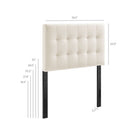 Modway - Lily Cuir végane Tête de lit taille jumelle, Albâtre-Touffage de boutons