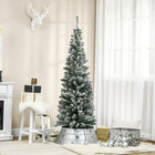 HOMCOM - Sapin de Noël artificiel forme crayon enneigé - mince-492 branches en plastique réalistes donnent un aspect plein et luxuriant à l'arbre 