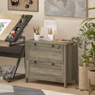 HOMCOM - Armoire latérale pour dossiers pour bureau à domicile - gris-Panneau de particules revêtu de mélamine pour assurer la robustesse et faciliter le nettoyage 