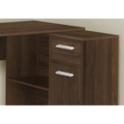 Monarch Specialties - 7348 Bureau 46 po -Noyer Fonce/Cabinet De Rangement-L'unité de rangement intégrée comprend 2 tablettes fixes, 1 tiroir de rangement avec glissières de tiroir en métal et 1 armoire avec charnières en métal