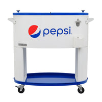 Permasteel - Glacière ovale Pepsi de patio 80 pintes - Blanche-Glacière de patio roulante de 80 pintes