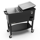 Permasteel - Glacière de patio roulante 80 pintes avec séparateur et étagère - noire-Étagère inférieure pour un rangement supplémentaire