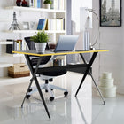 Modway - Expound Bureau - Noir-Pieds en acier noir revêtus de poudre