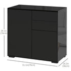 HOMCOM - Buffet latéral à haute brillance 31,1 po L avec 2 tiroirs - noir-Étagères réglables dans les deux armoires pour un espace de rangement personnalisé 