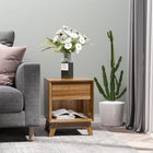 HOMCOM - Table de chevet pour chambre - noyer-Plateau et étagère inférieure pour placer des objets tels qu'une lampe de bureau, des livres, etc
