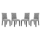 Modway - Duchess Tissu Chaise à manger Ensemble de 4 - Gris clair-Rembourrage en mousse dense pour le confort