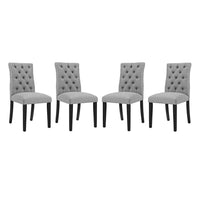 Modway - Duchess Tissu Chaise à manger Ensemble de 4 - Gris clair-Rembourrage en mousse dense pour le confort