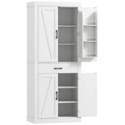 HOMCOM - Armoire de cuisine 72 po avec portes de grange - blanc-Présente un design de porte de grange rustique, ajoutant un charme campagnard à votre maison 