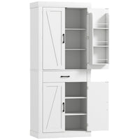 HOMCOM - Armoire de cuisine 72 po avec portes de grange - blanc-Présente un design de porte de grange rustique, ajoutant un charme campagnard à votre maison 