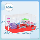 PawHut - Cage pour Hamster 18,5'' L avec Roue d'Exercice, Bouteille d'Eau et Bols - Rouge-Vous pouvez déplacer la cage facilement grâce à la poignée sur le dessus