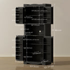 HOMCOM - Armoire de cuisine 73 po avec étagères de porte - noir-Large plan de travail ouvert avec trou pour les câbles de vos petits appareils électroménagers 