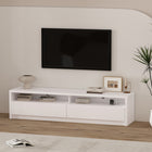 Manhattan Comfort - Meuble TV moderne Duncan 70 po - Blanc-Comprend 2 tiroirs à extension totale pour rangement dissimulé et 2 étagères ouvertes