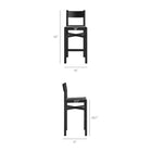 Modway - Alvia Bois Tabouret de bar avec siège tissé Ensemble de 2 - Noir-Siège en corde de papier tissée