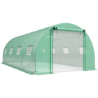 Outsunny - Serre tunnel à entrée piétonne avec 2 barres de support - 20 pi x 10 pi x 7 pi - blanc-Porte et fenêtres en maille assurant une excellente ventilation croisée  
