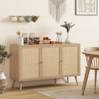 HOMCOM - Buffet 47,2 po L, armoire de rangement, bois naturel-Pied de soutien supplémentaire en bas pour plus de stabilité 