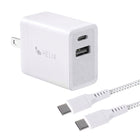 Helix - Chargeur mural USB-C + USB-A avec câble - 20 W, Blanc-20 W Chargement