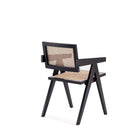Manhattan Comfort - Fauteuil de salle à manger Hamlet 19,67 po style industriel chic - noir et cannage naturel-Dossier de dossier carré unique en rotin