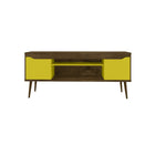 Manhattan Comfort - Meuble TV Bradley 62,99 po style Mid-Century Modern - Brun Rustique et Jaune-Garantie limitée du fabricant de 30 jours