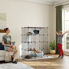 PawHut - Cage pour chat 4 niveaux, parc pour animaux DIY avec hamac, plateformes, rampes-Centre d’activité de 8 pi² (0,735 m²) offrant un espace généreux pour jouer et se reposer 