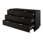 Manhattan Comfort - Granville commode moderne double large de 55,04 po - noir-Doté d'une épaisseur de panneau de 25 mm, fabriqué en bois massif de haute qualité et doté d'une façade de tiroir rainurée en bois massif