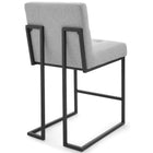 Modway - Privy Acier inoxydable noir Tissu rembourré Tabouret de comptoir - Noir Gris clair-Capsules de pied non marquées