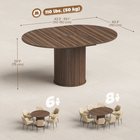 HOMCOM - Table de ferme extensible convertible ronde à ovale 43,5 po-59 po pour 6-8 personnes - grain de bois noyer-MDF fiable avec une large base piédestal offrant stabilité et soutien 