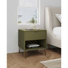Manhattan Comfort - Table de nuit moderne DUMBO 20,07" à 1 tiroir - Vert olive-Comprend 1 tiroir à extension totale avec tiroir supérieur au design à rainures verticales
