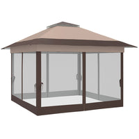 Outsunny - Tente gazébo auvent instantané 12 pi l x 12 pi L - Kaki-Les évents d'aération sur le dessus assurent une bonne ventilation et une dissipation de la chaleur