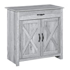 HOMCOM - Buffet style ferme 31,5 po L avec rangement - gris-La surface de ce buffet offre un style rustique 